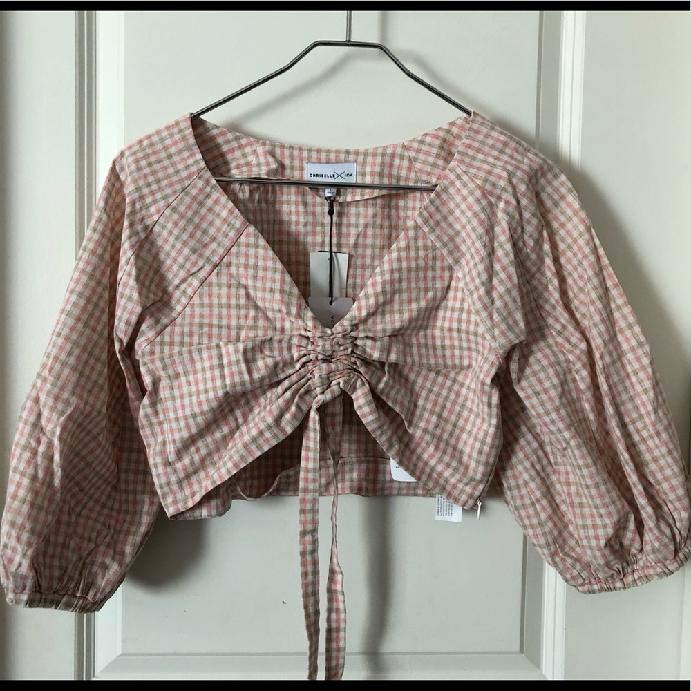 Chriselle x J.O.A. Plaid Crop-top